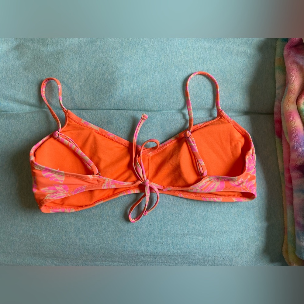 Tropical Orange and Pink Bikini Top - Picture 3 of 5
